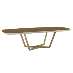 Mesa extensível AMORA (180-260cm) - Cinzento Bege Mate e Nogueira