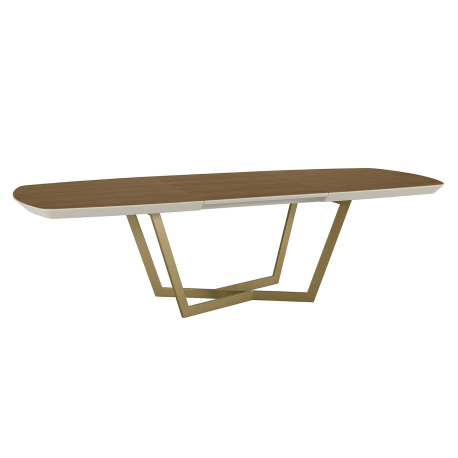 Mesa extensível AMORA (180-260cm) - Cinzento Bege Mate e Nogueira