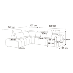 Sofá de canto QUEENSLAND - Bege Claro