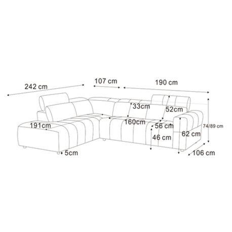Sofá de canto QUEENSLAND - Bege Claro