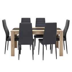 Pack mesa DOMUS + 6 cadeiras ZARA II - Carvalho e Preto