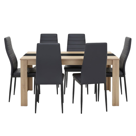 Pack mesa DOMUS + 6 cadeiras ZARA II - Carvalho e Preto