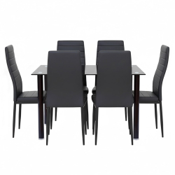 Pack mesa SHADE + 6 cadeiras ZARA II - preto