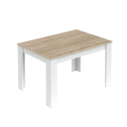 Pack mesa extensível BARCELONA + 6 cadeiras SOPHIE - Branco e Carvalho