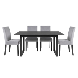 Pack mesa extensível AUSTIN + 4 cadeiras JULE - Preto e Cinzento Claro