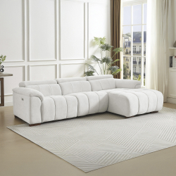 Sofá chaise longue MADAGASCAR relax elétrico - Branco Gelo - Tecido OTE SEA 103