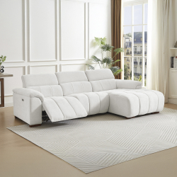 Sofá chaise longue MADAGASCAR relax elétrico - Branco Gelo - Tecido OTE SEA 103