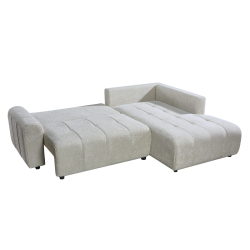 Sofá chaise longue BRAD com cama - Bege Claro - Tecido TC2320-20/LRS003-4