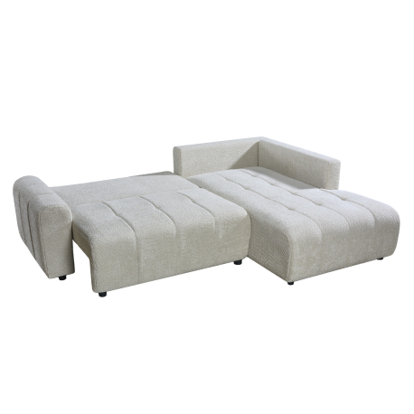 Sofá chaise longue BRAD com cama - Bege Claro - Tecido TC2320-20/LRS003-4