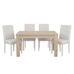 Pack mesa extensível BUDAPESTE + 4 cadeiras JULLIETE - carvalho e marfim