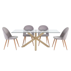 Pack mesa MURPHY + 4 cadeiras CANDY - carvalho e cinzento claro