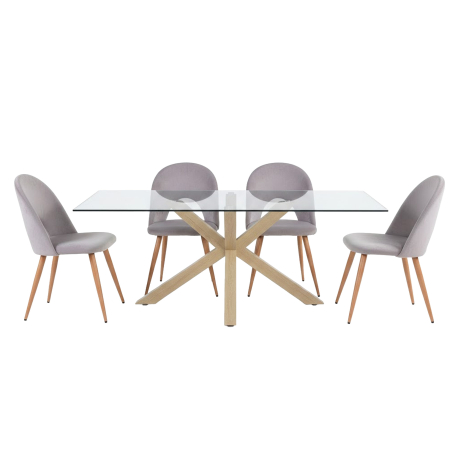 Pack mesa MURPHY + 4 cadeiras CANDY - carvalho e cinzento claro