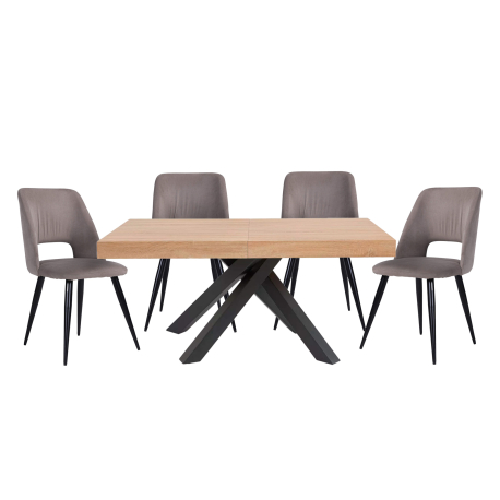 Pack mesa extensível ADAM + 4 cadeiras IVY Pack mesa extensível ADAM + 4 cadeiras IVY