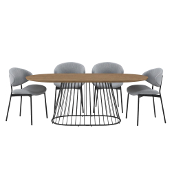 PACK Mesa de Jantar ODEON + 4 Cadeiras EMMA Cinza - Table and Chair Sets
