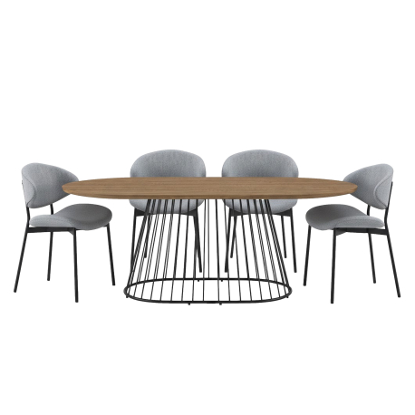 PACK Mesa de Jantar ODEON + 4 Cadeiras EMMA Cinza - Table and Chair Sets