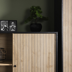 Pack sala de estar CORREZE - Carvalho Artesanato e Preto Mate Pack sala de estar CORREZE - Carvalho Artesanato e Preto Mate