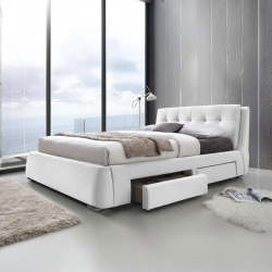 Cama de casal ANTÓNIO com 4 gavetas - Branco Memphis