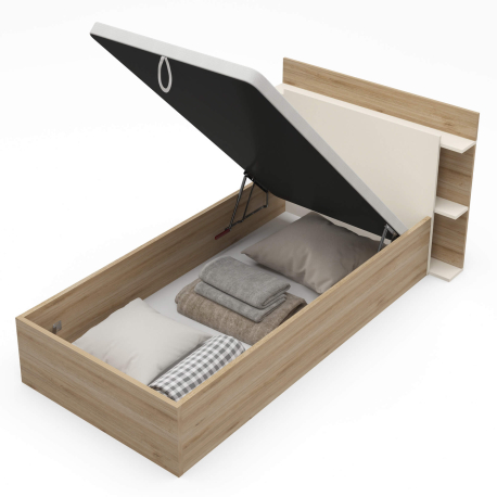 Cama de solteiro elevatória BRENDA - Carvalho oak e visón Cama de solteiro elevatória BRENDA - Carvalho oak e visón