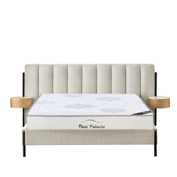 Pack cama de casal QUEENIE + Colchão HOMYSLEEP NEW PALACIO - Marfim