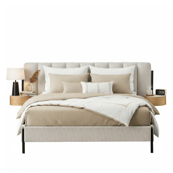 Pack cama de casal QUEENIE + Colchão HOMYSLEEP NEW PALACIO - Marfim