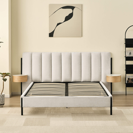 Pack cama de casal QUEENIE + Colchão HOMYSLEEP NEW PALACIO - Marfim