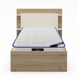 Pack cama de solteiro elevatória BRENDA + Colchão HOMYSLEEP SPRING ROLLER - Carvalho oak e visón