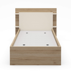 Pack cama de solteiro elevatória BRENDA + Colchão HOMYSLEEP SPRING ROLLER - Carvalho oak e visón