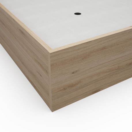 Pack cama de solteiro elevatória BRENDA + Colchão HOMYSLEEP SPRING ROLLER - Carvalho oak e visón