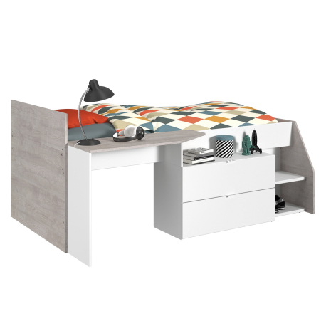 MILKY bed with 2 drawers and 1 desk - Camas Altas