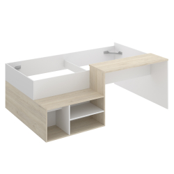 Cama alta ERICK com secretária - Branco e Carvalho Cama alta ERICK com secretária - Branco e Carvalho