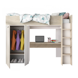 Cama GASPAR com secretária e roupeiro - Camas Altas Cama GASPAR com secretária e roupeiro - Camas Altas