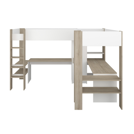 Cama alta dupla ALEXANDRIA com secretária - Camas Altas