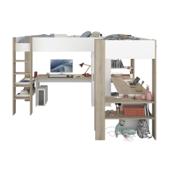 Cama alta dupla ALEXANDRIA com secretárias - Camas Altas
