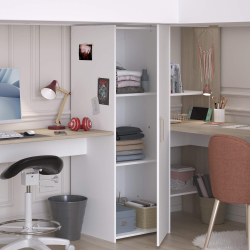 Cama alta dupla ALEXANDRIA com secretária - Camas Altas