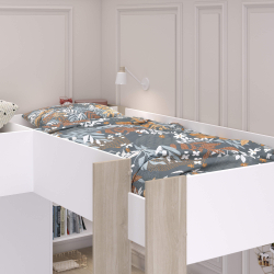 Cama alta dupla ALEXANDRIA com secretária - Camas Altas