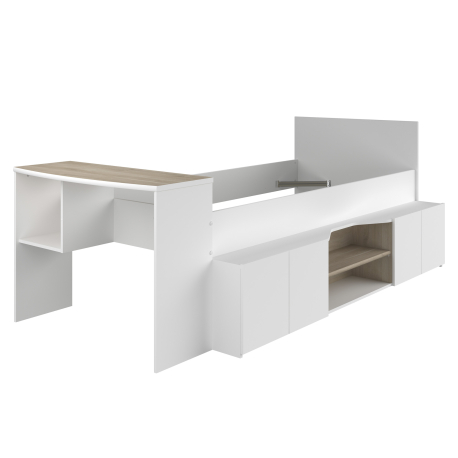 Cama de solteiro CLEO com secretária - Camas Altas