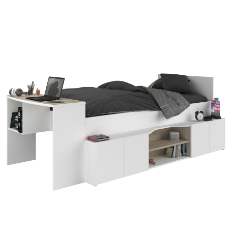 Cama de solteiro CLEO com secretária - Camas Altas