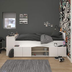 Cama de solteiro CLEO com secretária - Camas Altas