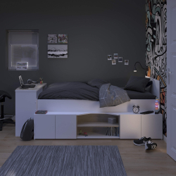 Cama de solteiro CLEO com secretária - Camas Altas