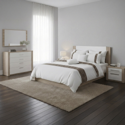 Cama de casal PARIS - Carvalho Natura e Branco (140cm e 150cm) Cama de casal PARIS - Carvalho Natura e Branco (140cm e 150cm)