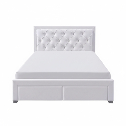 Cama de casal BIA com 4 gavetas - Branco Memphis (140cm, 160cm e 180cm)