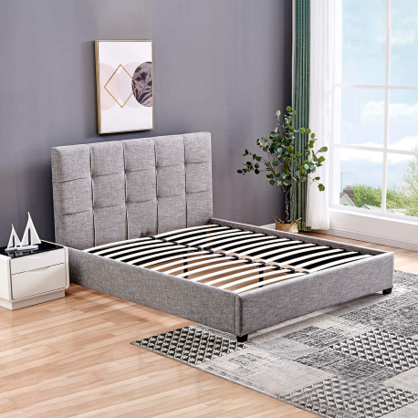 Cama de casal LONDON - Cinzento Claro