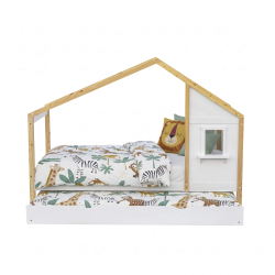 Cama infantil MAISON com gavetão - Carvalho Natura e Branco, Tamanho - 90 x 200 cm Cama infantil MAISON com gavetão - Carvalho Natura e Branco, Tamanho - 90 x 200 cm