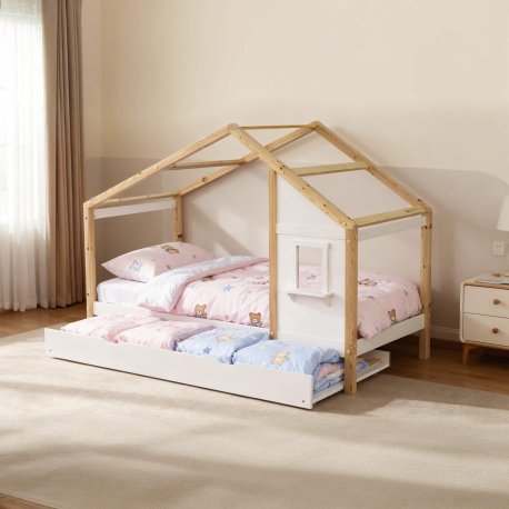 Cama infantil MAISON com gavetão - Carvalho Natura e Branco, Tamanho - 90 x 200 cm Cama infantil MAISON com gavetão - Carvalho Natura e Branco, Tamanho - 90 x 200 cm