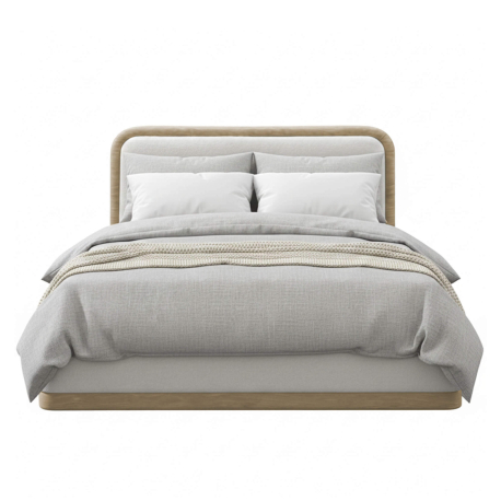 Cama de casal TORINO - 160 x 200 cm, Cor - Carvalho Natura e Pérola