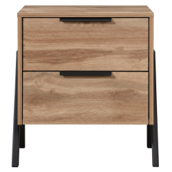 Mesa de cabeceira MILANO com 2 gavetas - Carvalho Mel e Preto