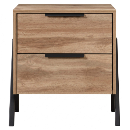 Mesa de cabeceira MILANO com 2 gavetas - Carvalho Mel e Preto Mesa de cabeceira MILANO com 2 gavetas - Carvalho Mel e Preto