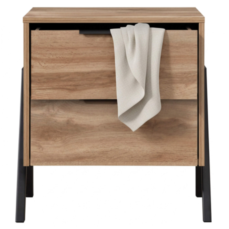 Mesa de cabeceira MILANO com 2 gavetas - Carvalho Mel e Preto Mesa de cabeceira MILANO com 2 gavetas - Carvalho Mel e Preto
