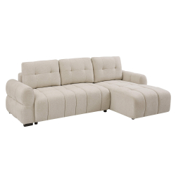 Sofá chaise longue RAYLA com cama e baú - Bege Claro Sofá chaise longue RAYLA com cama e baú - Bege Claro