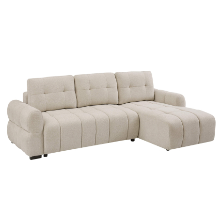 Sofá chaise longue RAYLA com cama e baú - Bege Claro Sofá chaise longue RAYLA com cama e baú - Bege Claro